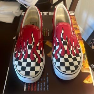 Vans checker red blood